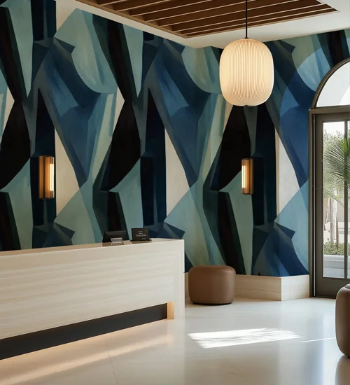 Hotel reception mural